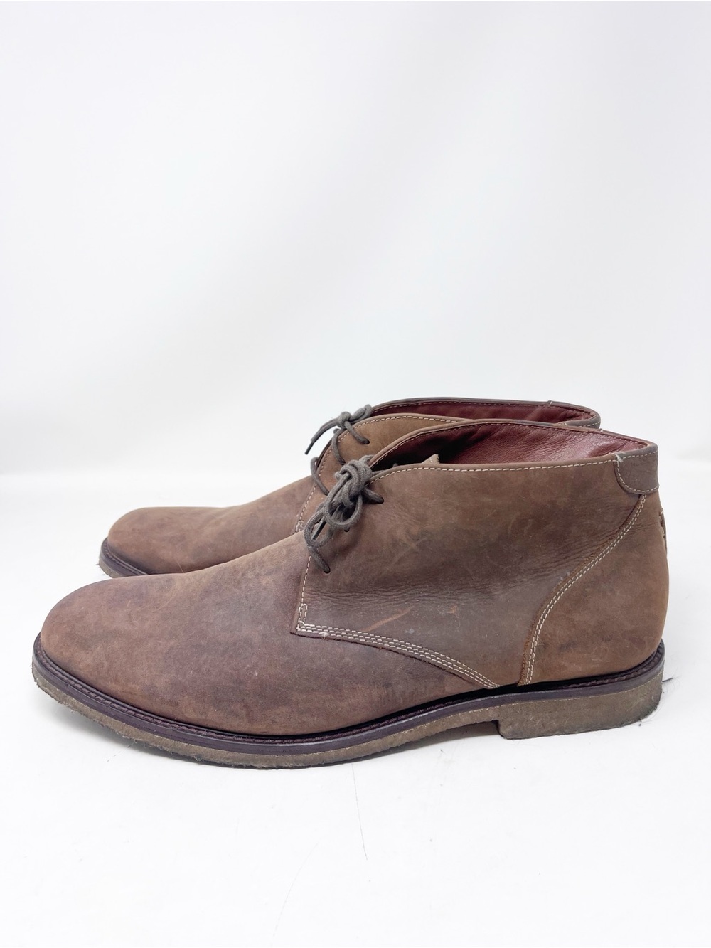 JOHNSTON & MURPHY BROWN LEATHER ANKLE SHAFT LACE UP BOOTS MENS 14M